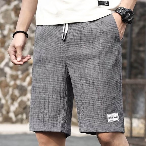 M-5X Big & Tall Shorts for Men Plus Size Straight Wide Leg Drawstring Elastic Waist Casual Solid Color Loungewear Workout Bermuda Short with Pockets