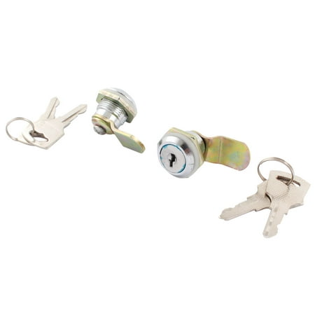 2 PCS M18 Male Thread Straight Quarter Turn Cam Lock w Keys for Furniture Door