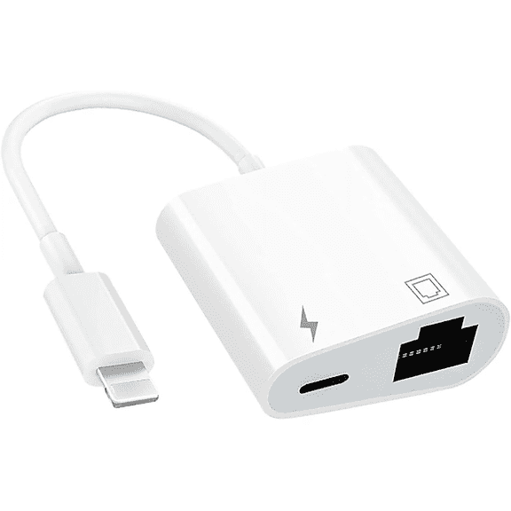 REQO 2 in 1 RJ45 Ethernet LAN Network Adapter with Charge Port, iPhone to Ethernet Adapter, Compatible with iPhone/iPad/iPod, Supports 100Mbps Ethernet Networ