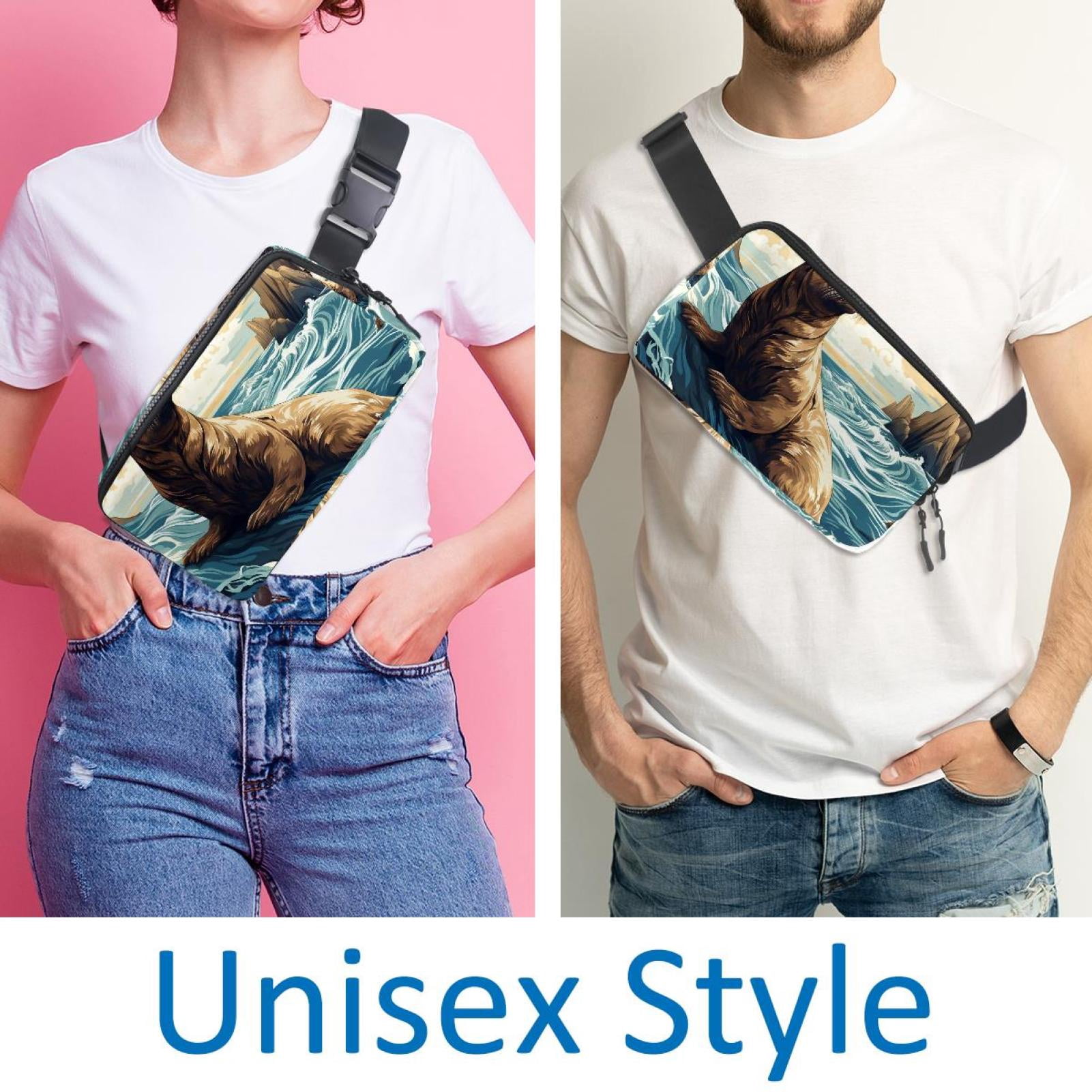 Sea lion Lightweight Adjustable Crossbody Fanny Sling Bag with Extension Strap Unisex