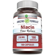 Amazing Formulas Niacin(Vitamin B3) 250 mg 180 Capsules Supplement | Non-GMO | Gluten Free | Made in USA