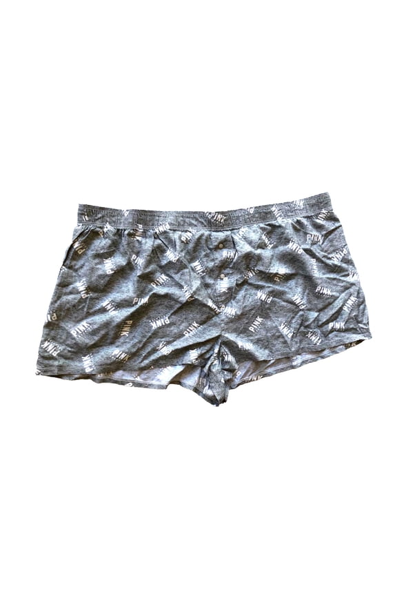 Pink Flannel Pajama Sleep Short Boxy Color Gray Dog Logo Size XXL NWT