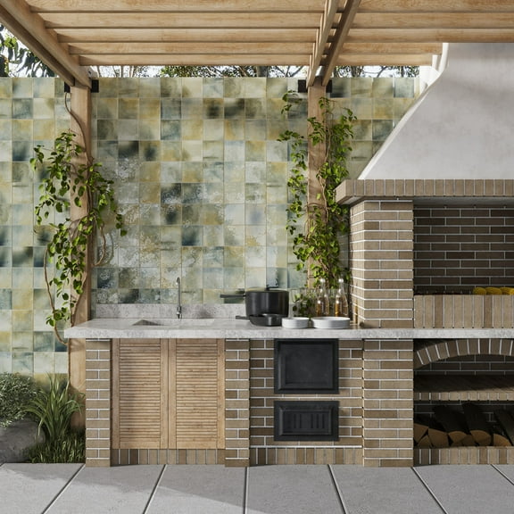 Zahara 6x6 Celadon Green Porcelain Zellige Square Wall and Floor Tile (5.38 sq ft/case) - 22 Pack