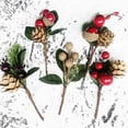 thumbnail image 4 of BELUPAI Artificial Pine Cone Boutique Christmas Gift Holiday Floral Picks Decorations 5 Pcs with Green Leaves, 4 of 6