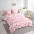 thumbnail image 3 of jejeloiu Pink Christmas Tree Bedding Comforter Set 7-Piece,Happy New Year Cat King Bedding Sets,Cute Bow Bowtie Bed Sheets For Child,Ultra Soft Home Decor Reversible, 3 of 8