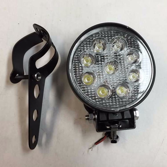 HTT-MOTOR Round 27W Spot LED Off Road Work 9 LED Light 12V 24V Universal Fit Honda, Kawasaki, Suzuki, Yamaha, Triumph, Norton, BSA, Ducati and Harley motorcycles with 34mm-46mm fork tubes