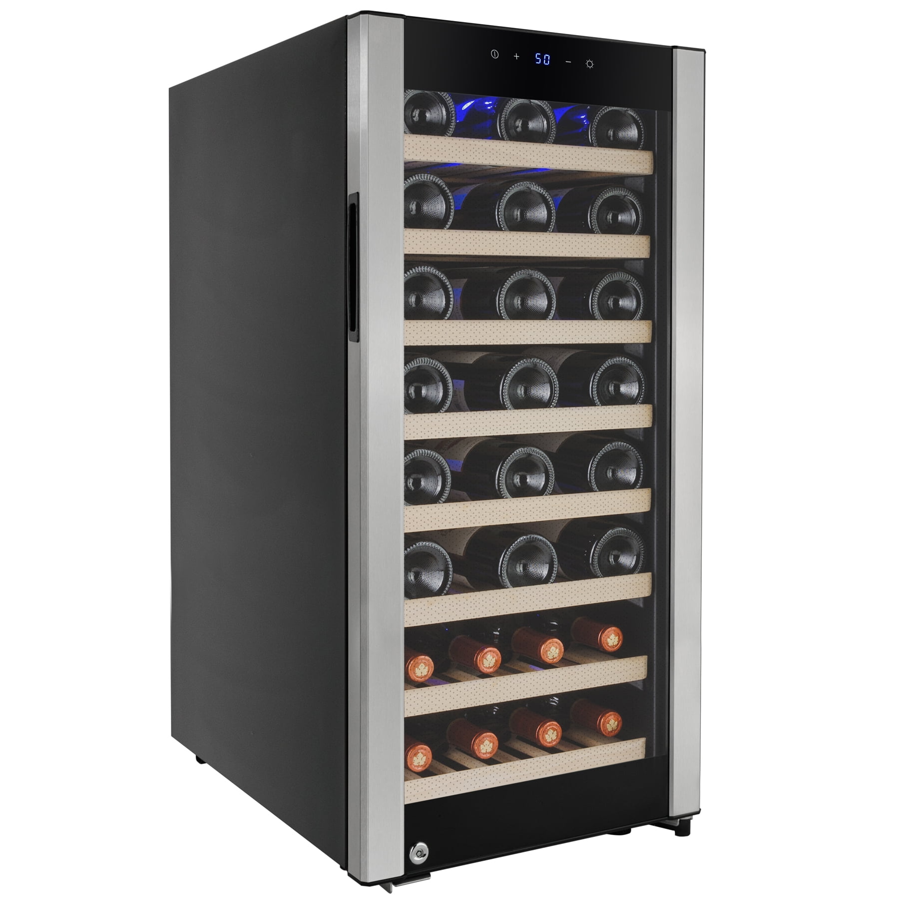 38 Bottles Single Zone Compressor Touch Control Freestanding Wine Cooler Chiller 