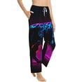 thumbnail image 3 of Cauagu Futuristic Purple Panther A、 Pajama Pants for Women Loose Fit Wide Leg Trouser Pants Casual Elastic Waist Drawstring Lounge Pants, 3 of 6