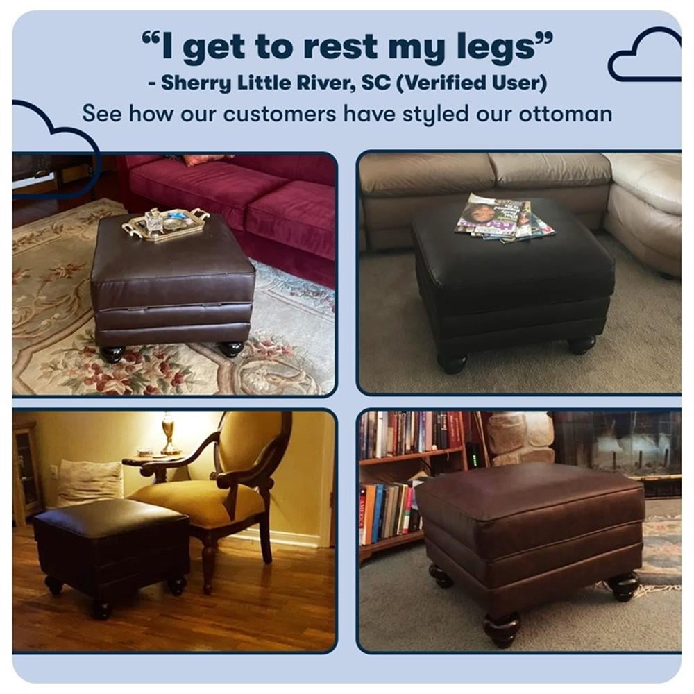 Serta Copenhagen Bonded Leather Ottoman Chestnut Brown
