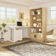 thumbnail image 4 of 5 Tier Rattan Bookshelf with Storage Cabinet & Door, Tall Industrial Book Shelf with Open Display Shelves, 5 Shelf Bookcase for Living Room, Bedroom, 4 of 8