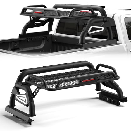 POFENZE Roll Bar for Full-Size Pickup Truck Headache Racks with Basket Compatible with Ford F-Series, Chevy Silverado, GMC Sierra, Ram, Nissan Titan, Toyota Tundra