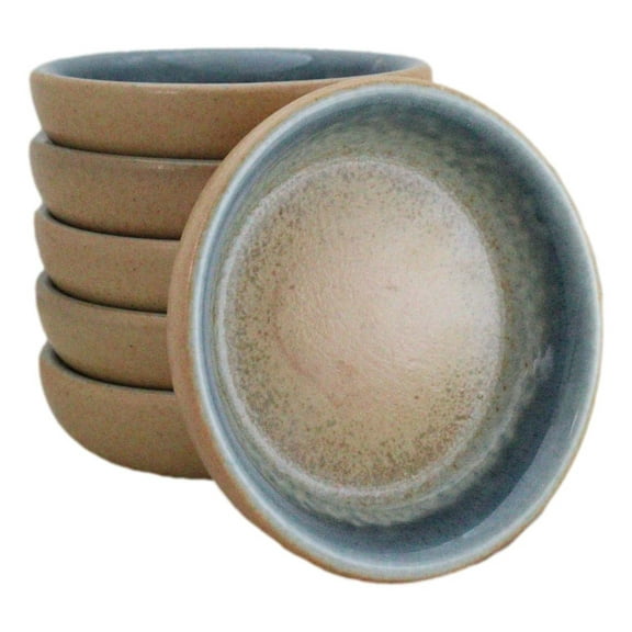 Pack Of 6 Ceramic Ao Nagashi Soy Sauce Oil Condiment Round Dishes Bowls 1.5Oz