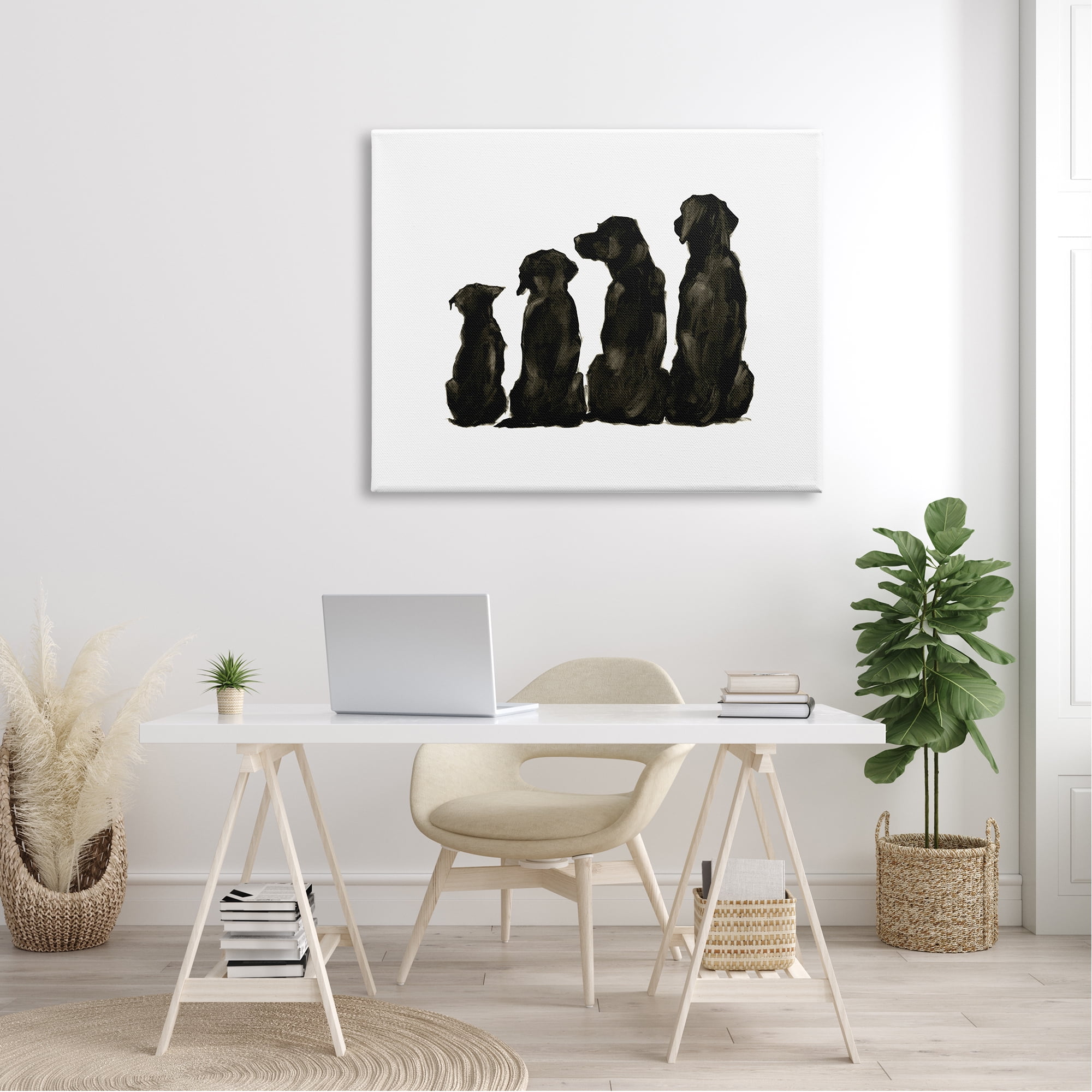 Stupell Industries Family Pet Silhouette Design Small Big Dogs Minimalist Design Modern Painting Gallery-Wrapped Canvas Print Wall Art, 48 x 36, Design by Ethan Harper