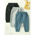 thumbnail image 3 of Wassery Baby Boys 3-Pack Pants Infant Boys Activewear Sweatpants Toddler Active Joggers Pants Newborn Casual Athletic Trousers Solid Color Pocket Bottoms 0-3T, 3 of 7
