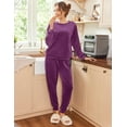 thumbnail image 3 of Ekouaer Womens Pajamas Sets Long Sleeve Soft Sleepwear 2 Piece Velvet Pjs Lounge Sets with Pockets, 3 of 7