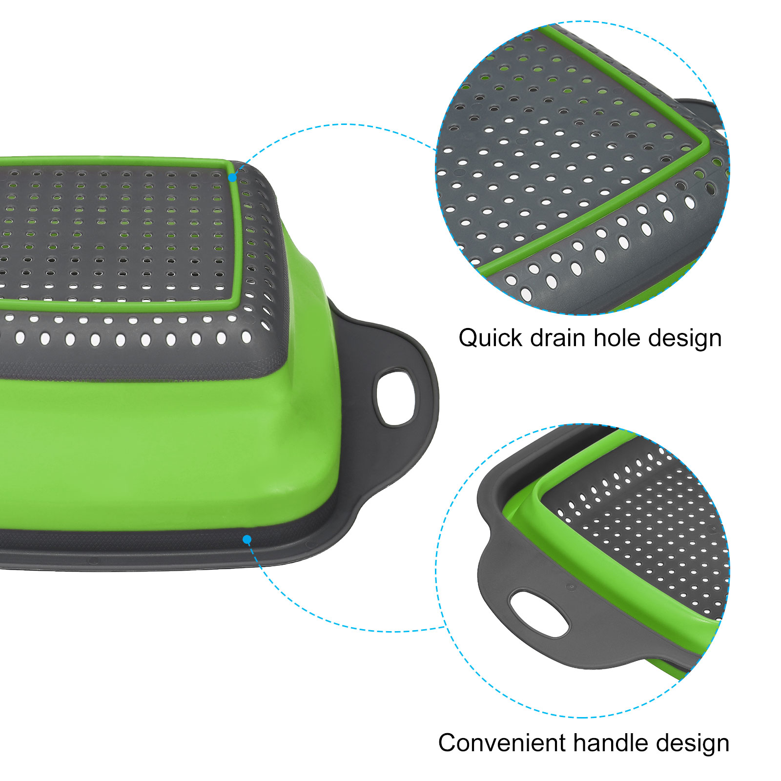 Unique Bargains Collapsible Silicone Strainer for Veggies and Fruits Green