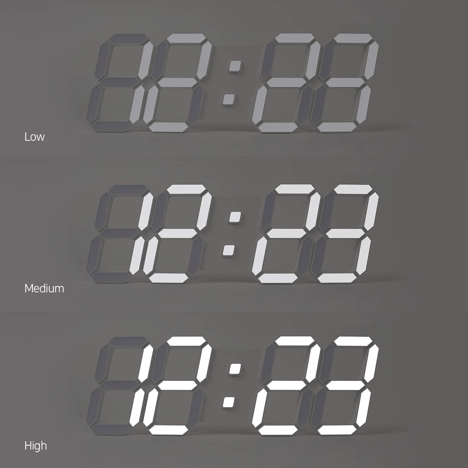 3D Pure Slim LED Digital Alarm Clock with Remote Control, Multi-Function Wall Clock Displaying Calendar Temperature and  for Bedroom Living Room
