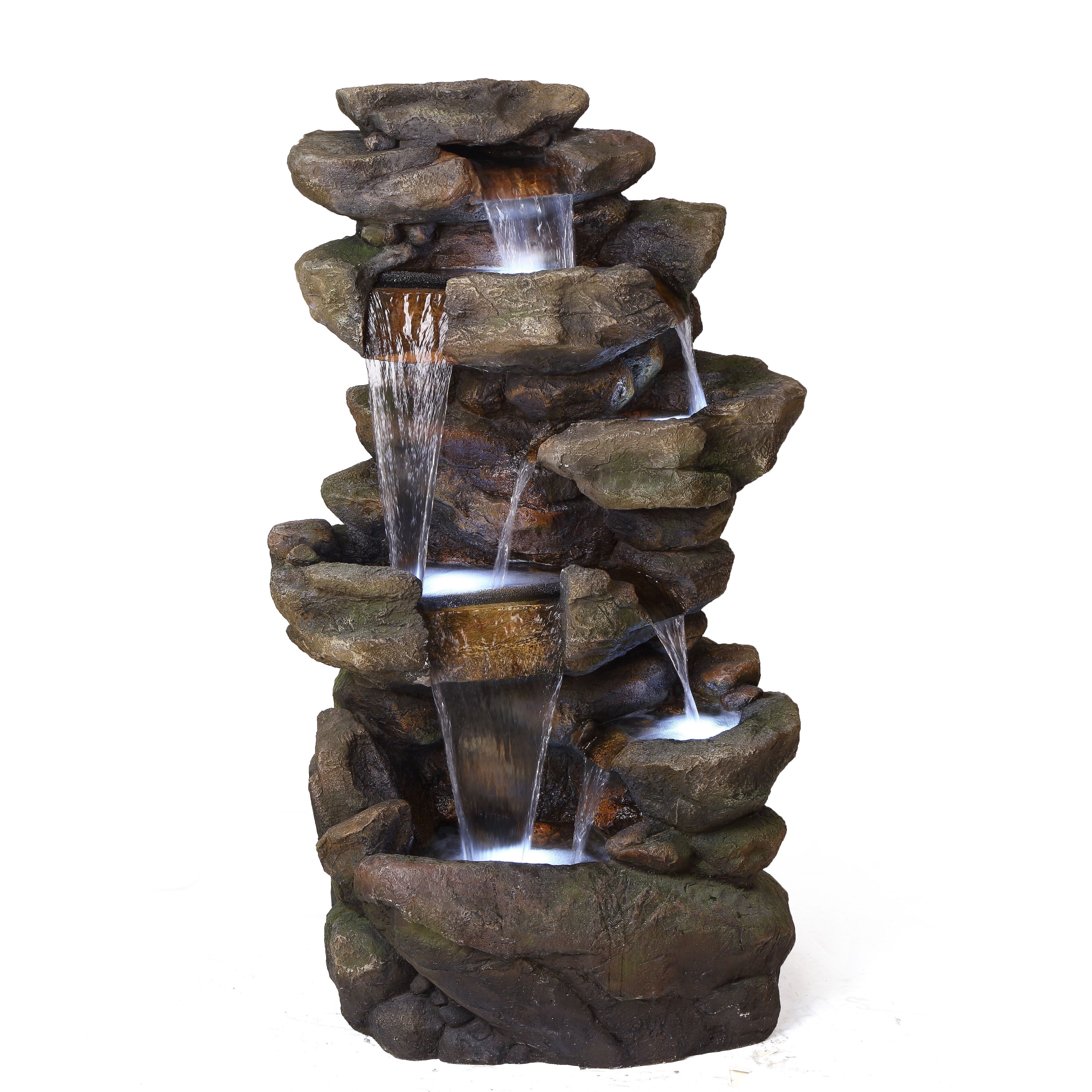 Alpine Corporation 6Tier Amazonian Water Fountain with LED Lights