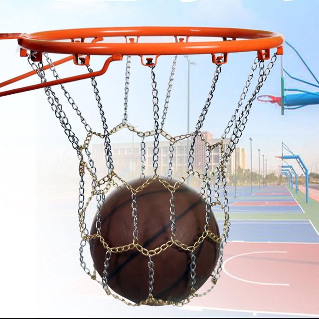 Yihuala Braided Metal Chain Basketball Net Outdoor Goal Basketball Net Replacement Outdoor Goal Training Basketball Net