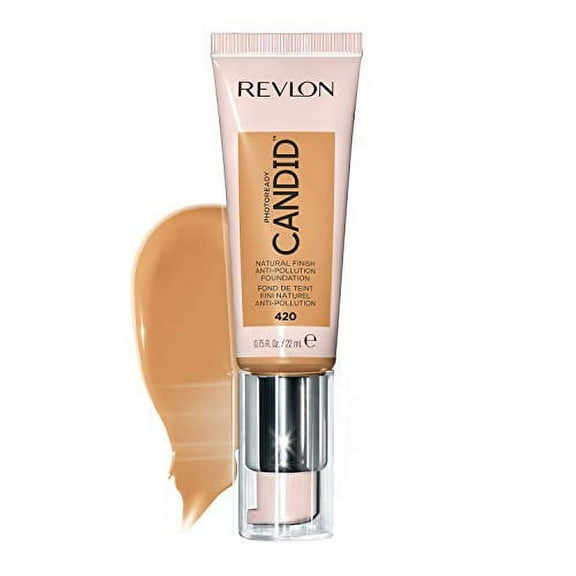 Revlon PhotoReady Candid Natural Finish Foundation, with Anti-Pollution, Antioxidant, Anti-Blue Light Ingredients, 420 Sun Beige, 0.75 fl. oz.
