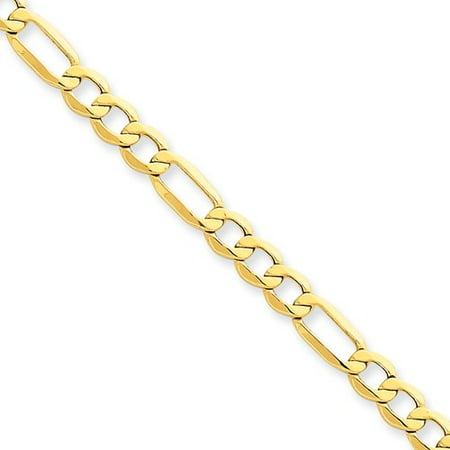 14k Yellow Gold 8in 5.35mm Solid Lightweight Figaro Chain Bracelet