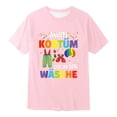 thumbnail image 5 of Wuxian Boys Girls Carnival Shirts Cartoon Letter Graphic Print T Shirt Festive Party Short Sleeve Crewneck Tee Casual Playwear Toddler Summer Back To School Funny Graphic dailywear,Pink,11-12 Years, 5 of 5