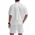 thumbnail image 4 of CHUMUD Mens 2 Piece Summer Outfits Classy Casual Half Zipper Collared Golf Shirt and Shorts Set Stretch 3/4 Sleeve Suit, 4 of 9