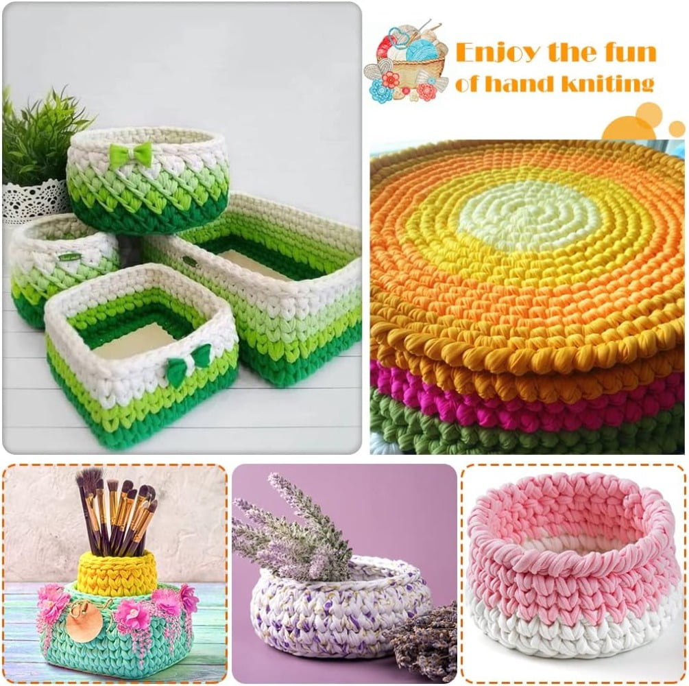 AIGIA T-Shirt Yarn Elastic Fabric Crochet Cloth Yarn Thick Knitting Yarn for Hand DIY Bag Blanket Cushion Crocheting Projects( 2/4/6PCS )