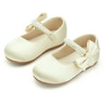 thumbnail image 2 of Swanlume Toddler Little Girl Satin Gold Dress Shoes Size 7 - Girl Ballet Flats Wedding Party, 2 of 2