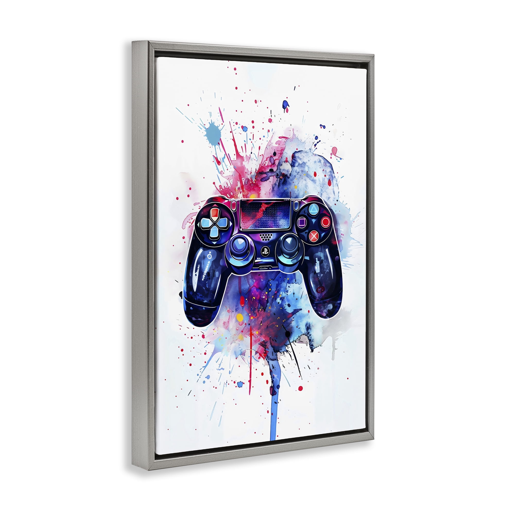 Stupell Industries Burst of Color Controller Gray Framed Floater Canvas Wall Art, design by Creative Studio