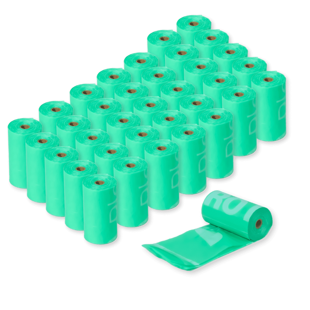 Plastech Diaper Disposal Bags - ZERO Plastic, 100% Certified Home Compostable, Plant-Based, 9 x 13 inches, 600 Bags, 40 Rolls, 8 Boxes, Green
