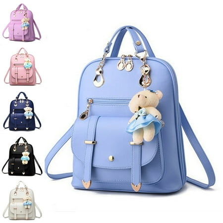

Tassel Bear Pendant Backpack Women Girls School Bag