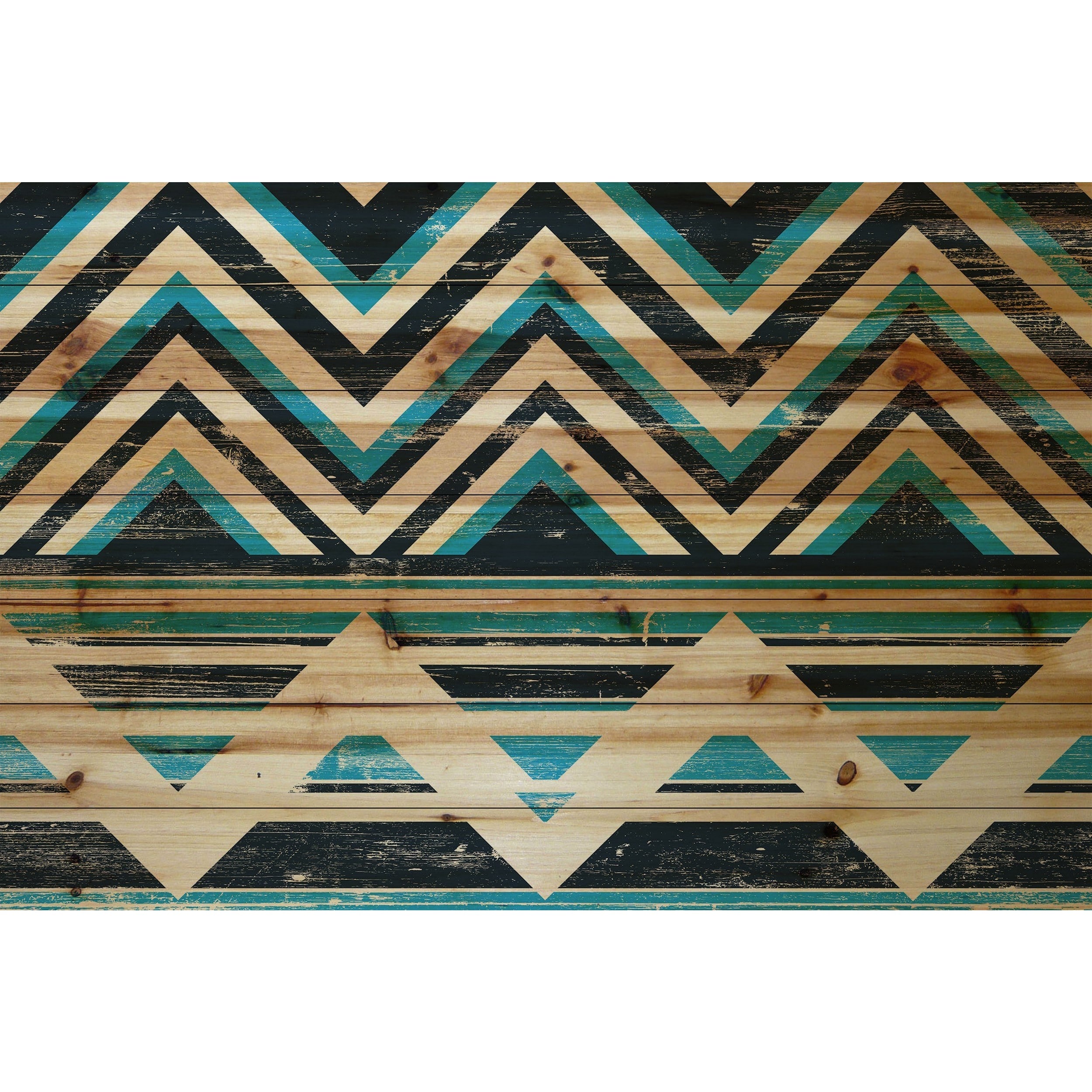 Marmont Hill - "Blue and Black" Painting Art Print on Natural Pine Wood