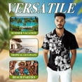 thumbnail image 3 of Netecom Black And White Hibiscus Hawaiian Shirt for Men, Tropical Style, Button Down Summer Beach Short Sleeve, S-5XL, 3 of 6