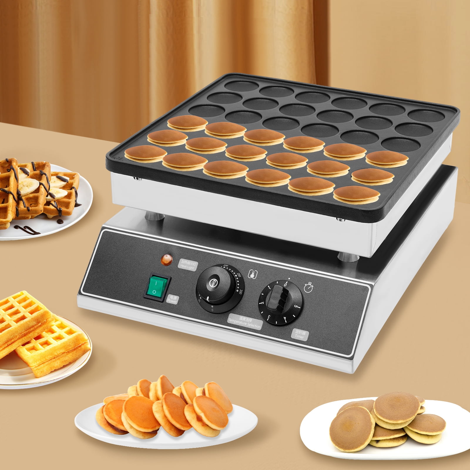 1000 W Electric Pancake Maker Commercial Waffle Machine 110v Stainless Steel