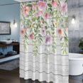 thumbnail image 6 of Spring Pink Flower Shower Curtain, Eucalyptus Leaf Wildflower Wood Grain Waterproof Shower Curtain Set with 12 Hooks Lightweight Bath Curtains Fabric Bathroom Decor 60x72 Inches, 6 of 9