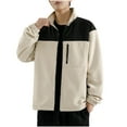 thumbnail image 2 of LOVZFMLL Jackets for Men's Fall And Winter Color Blocked Fleece Jacket Casual Cardigan Jacket, 2 of 9