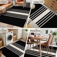 thumbnail image 6 of Area Rug 4'x6', Black Beige Striped Non-slip Runner Rug Carpet for Bedside, Modern Farmhouse Retro Lines Washable Outdoor Indoor Area Rugs Mat for Entryway/Living Room/Bedroom/Kitchen/Office, 6 of 9
