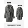 thumbnail image 7 of GESJQFZ Women Plush Hooded Shawl Collar Tie Waist Long Sleeve Bathrobe with Pockets, 7 of 7