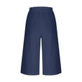 thumbnail image 6 of RQYYD Capri Pants for Women Cotton Lined Wide Leg Summer Pants Drawstring Elastic Waist Trendy Capris Trousers with Pockets Navy XXL, 6 of 7