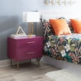 thumbnail image 2 of Bowery Hill Modern Two Drawer Wood Nightstand in Raspberry Purple, 2 of 19