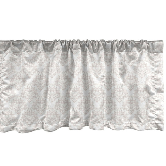 Ambesonne Damask Window Valance, Simplistic Royal, 54" X 12", Pale Eggshell and White