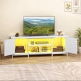 thumbnail image 2 of Uforic Farmhouse TV Stand with LED & Charging, Storage Cabinet and Shelves for TVs up to 70", White, 2 of 9