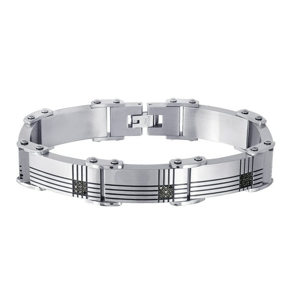 Stainless Steel Bracelet with 1/2 CT Black Diamond