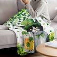 thumbnail image 3 of St. Patrick's Day Blanket Soft Cozy Warm Throw Blanket for Couch, Plush Fuzzy Flannel Fleece Blankets for Sofa, Spring Cute Cat Beer Green Clovers Bed Blankets Lightweight Gifts for Women, 32"x48", 3 of 9