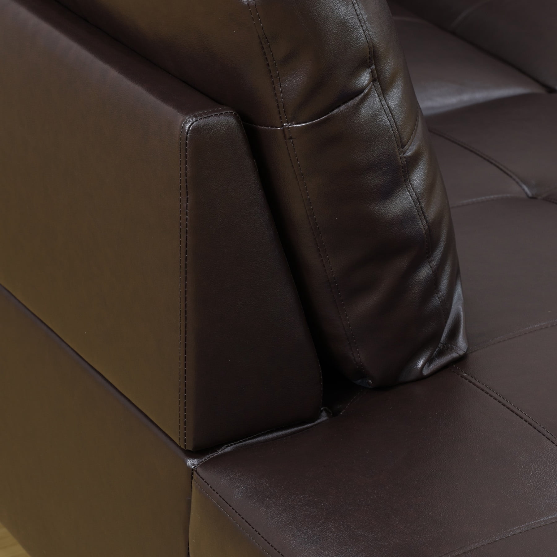 Hommoo Modern Faux Leather Sectional Couch and Sofa Set, L Shaped Sectional Sofa, Living Room Furniture Sets, Brown(No Ottoman)