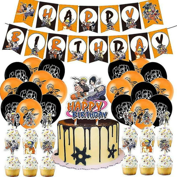 Naruto, decoraciones para fiesta de cumpleaños, decoraciones de narutotema, feliz cumpleaños, banner, bunting, banner, naruto, globos de látex, patines, adornos colgantes para pastel, 11 kaili Sencillez
