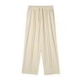 thumbnail image 4 of CFLVAEK Sweatpants for Men Open Bottom with Pockets Big and Tall Pleated Sweatpant Casual Drawstring High Waist Workout Pants Lightweight Wide Leg Trousers Beige L, 4 of 9