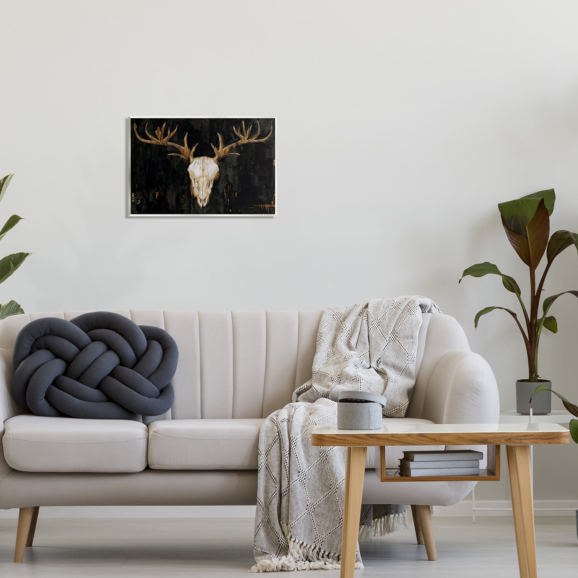 Stupell Industries Deer Antlers Skull Dark Rustic Animals & Insects Painting Unframed Art Print Wall Art