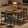 thumbnail image 2 of Huisuilinss Dining Table Set For 4,5-Piece Kitchen Table Set With Counter Height Table & 4 Upholstered Bar Stools,Wood Dining Table Set With Footrest & Corner Protector For Small Space Apartment Pub, 2 of 9